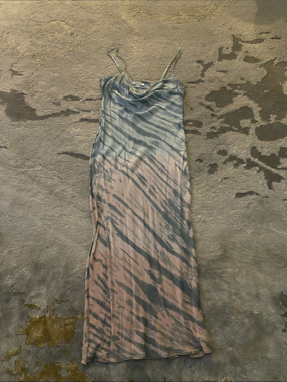 Slip Coil Neck Maxi Dress in Dusty Grey/Blue and Blush - Women evening wear.